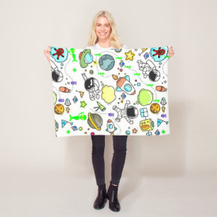 Cobertor De Velo Espaços Estrelas Aliens Aberto