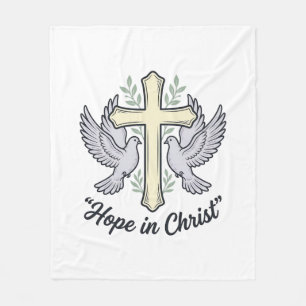 Cobertor De Velo Esperança em Cristo Pombo Cruz Design Cristão Vint