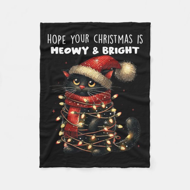 Cobertor De Velo Espero Que Seu Natal Seja Meowd&amp; Bright Engraç (Frente)