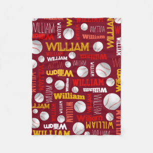 Cobertor De Velo Esportes de baseball de branco vermelho ouro Willi