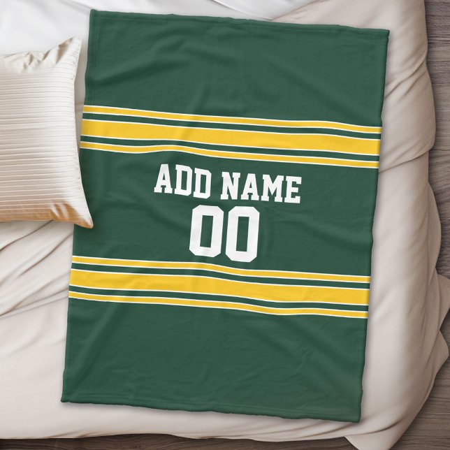 Cobertor De Velo Esportes Personalizados Dourados verdes e amarelos (Personalized fleece blanket - Sports Theme)