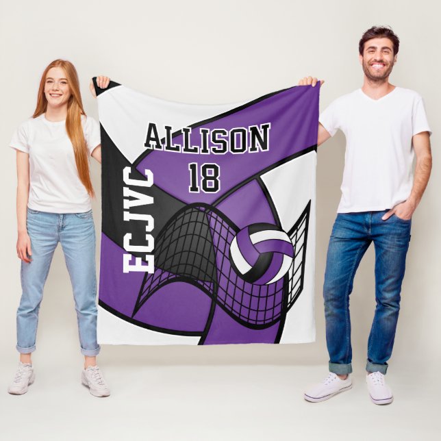 Cobertor De Velo Esportes 🏐 Voleibol Personalizados - Roxo, Branco (In Situ)