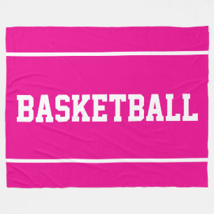 Cobertor De Velo Esportivo BASKETBALL Texto Branco Listras Em Rosa