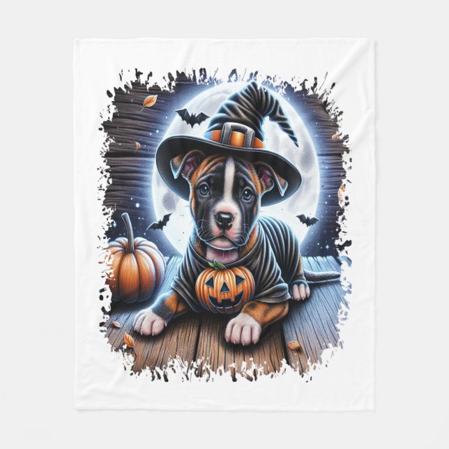 Cobertor De Velo Esquadra de Halloween do Cachorro Staffy (Frente)