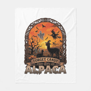 Cobertor De Velo Esqueça o Doce, Me Dê Alpaca Halloween Fantasma M