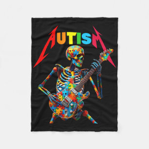 Cobertor De Velo Esqueleto Autista Tocador de Guitarra Música Rock 