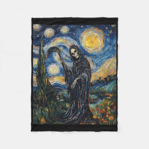 Cobertor De Velo Esqueleto da Grim Reaper - Estilo Van Gogh - Nig S