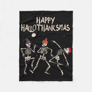 Cobertor De Velo Esqueleto de Hallothanksmas Natal Halloween Ação d