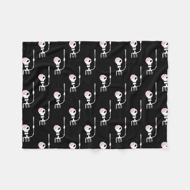 Cobertor De Velo Esqueleto de Halloween com uma espada (Frente (Horizontal))