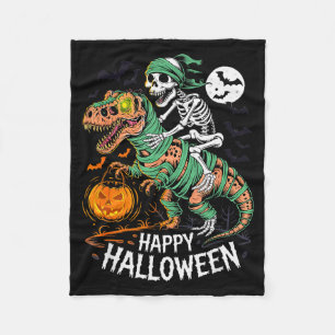 Cobertor De Velo Esqueleto de Halloween montando Múmia T Rex Dinoss