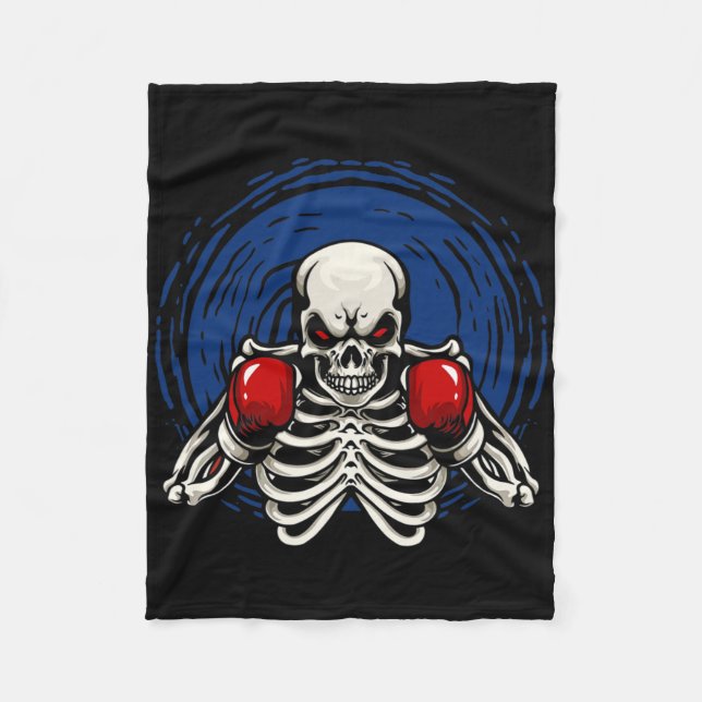 Cobertor De Velo Esqueleto de Kickboxing Kickboxer Engraçado Boxe _ (Frente)