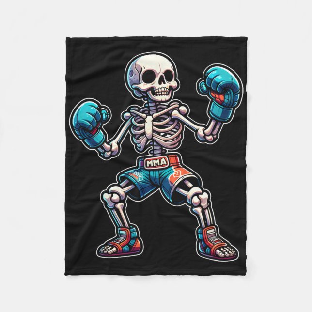 Cobertor De Velo Esqueleto de Kickboxing Kickboxer Muay Thai Lutado (Frente)