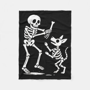 Cobertor De Velo Esqueleto Engraçado Brincando Com Cachorro Hallowe