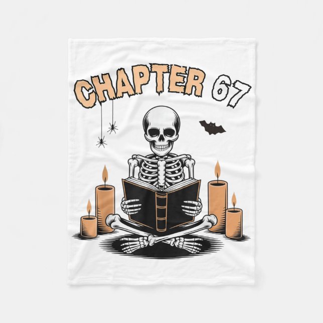 Cobertor De Velo Esqueleto engraçado de Halloween lendo livro 67 Me (Frente)