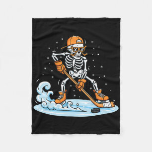 Cobertor De Velo Esqueleto Engraçado de Hóquei no Gelo no Halloween