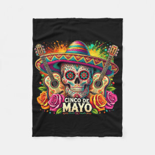 Cobertor De Velo Esqueleto engraçado do Cinco De Mayo Crânio Fiesta
