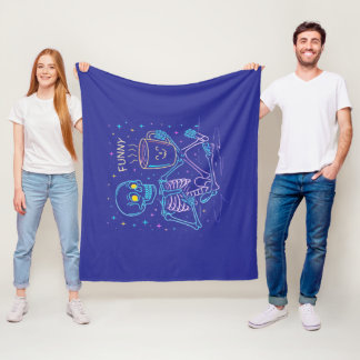 Cobertor De Velo Esqueleto Neon Fofo Bebendo Café – Pastel Divertid