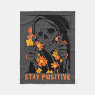 Cobertor De Velo Esqueleto Positivo de Halloween Motivacional Engra