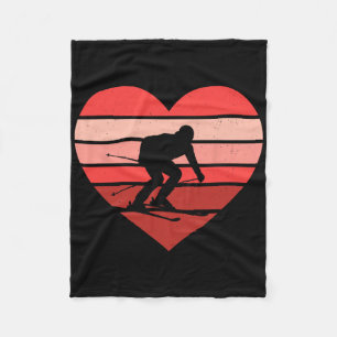 Cobertor De Velo Esqui Retro Coração Esqui Vintage Dia dos Namorado