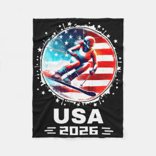 Cobertor De Velo Esquiadora Equipe Esqui EUA 2026 Esqui Bandeira Am