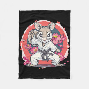 Cobertor De Velo Esquilo de Karatê Fofo Flor de Lótus Kickboxing de