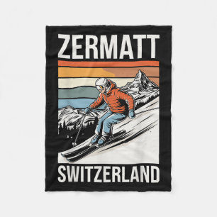 Cobertor De Velo Estação de esqui retrô Zermatt Suíça, diversão alp