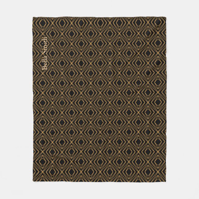 Cobertor De Velo Estação Diamante Faux Dourado em Preto (Frente)