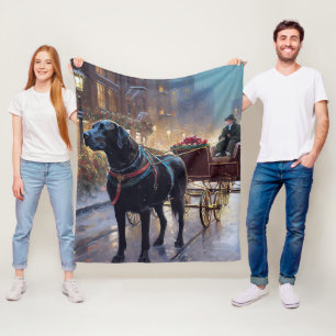 Cobertor De Velo Estação Festiva de Natal Black Labrador