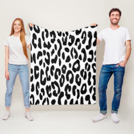Cobertor De Velo Estampa Clássica de Leopardo Preto e Branco