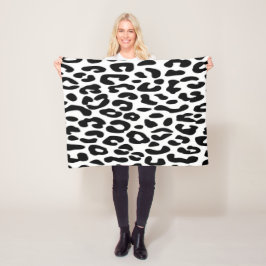 Cobertor De Velo Estampa Clássica de Leopardo Preto e Branco
