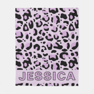 Cobertor De Velo Estampa de leopardo rosa lavanda clássica