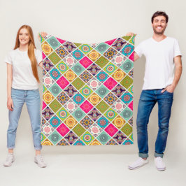 Cobertor De Velo Estampa étnica colorida em estilo de mandala