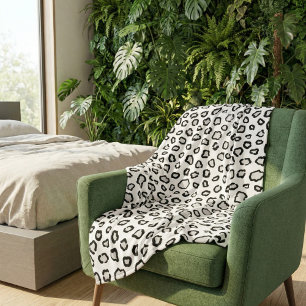 Cobertor De Velo Estampa Minimalista de Leopardo-da-Nevada em Preto