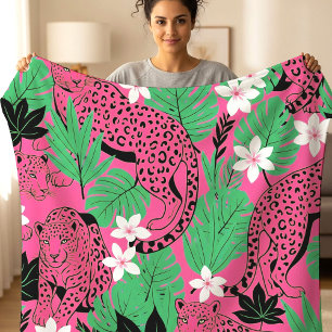 Cobertor De Velo Estampa Tropical Sem Costura de Leopardo Rosa Vibr
