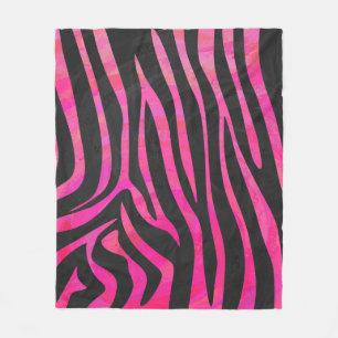 Cobertor De Velo Estampa Zebra Preto e Rosa Neon