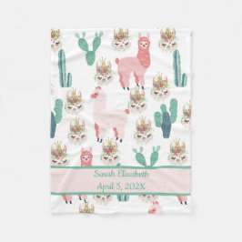 Cobertor De Velo Estatísticas de Bebê Llamas Rosa e Cacto Verde Beb