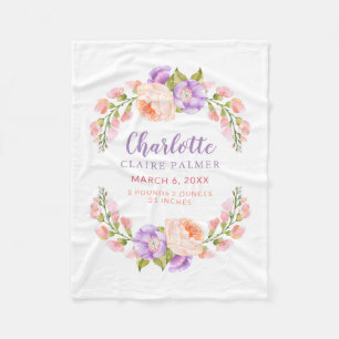 Cobertor De Velo Estatísticas de Nascimento de Bebês Personalizad