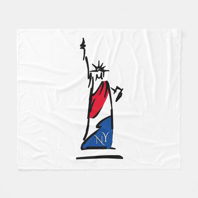Cobertor De Velo Estátua da Liberdade NY Vermelho Branco e Azul (Frente (Horizontal))