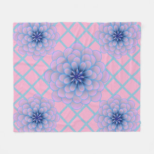 Cobertor De Velo Estética de Padrão Floral Roxo Azul Pastel Sem Cos