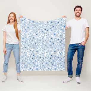 Cobertor De Velo Estética Floral Azul e Branco