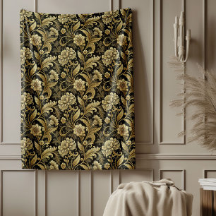 Cobertor De Velo Estilo Barroco Clássico Lama Dourada Damask Bed
