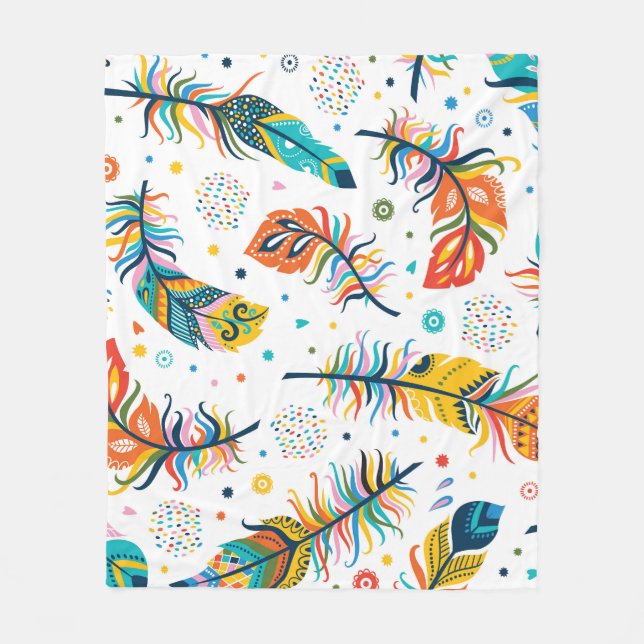 Cobertor De Velo Estilo Boho, padrão de pena sem falhas. (Frente)