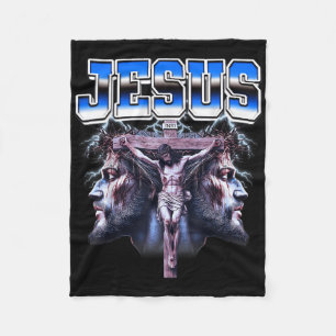 Cobertor De Velo Estilo Bootleg Jesus Cross Christian dos anos 90