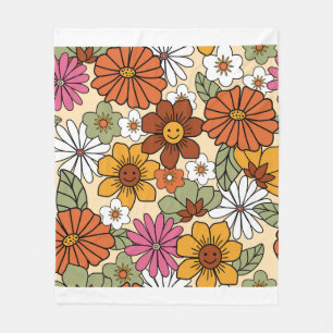 Cobertor De Velo Estilo colorido 70s retrô padrão floral. Vintage b