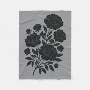 Cobertor De Velo Estilo de Impressão em Bloco Flor de Linóleo Vinta