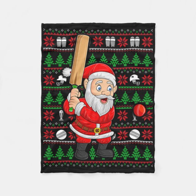 Cobertor De Velo Estilo de Suéter Feio de Natal Papai Noel Jogando  (Frente)