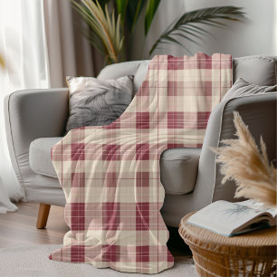 Cobertor De Velo Estilo Farmhouse Vermelho Russo Verificado Cozy