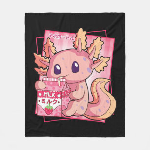 Cobertor De Velo Estilo Japonês Kawaii Axolotl Strawberry milk Anim