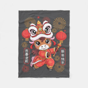 Cobertor De Velo Estilo Kawaii Ano do Cavalo 2026 Ano Novo Chinês