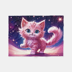 Cobertor De Velo Estilo moderno do felino rosa de animais cósmicos